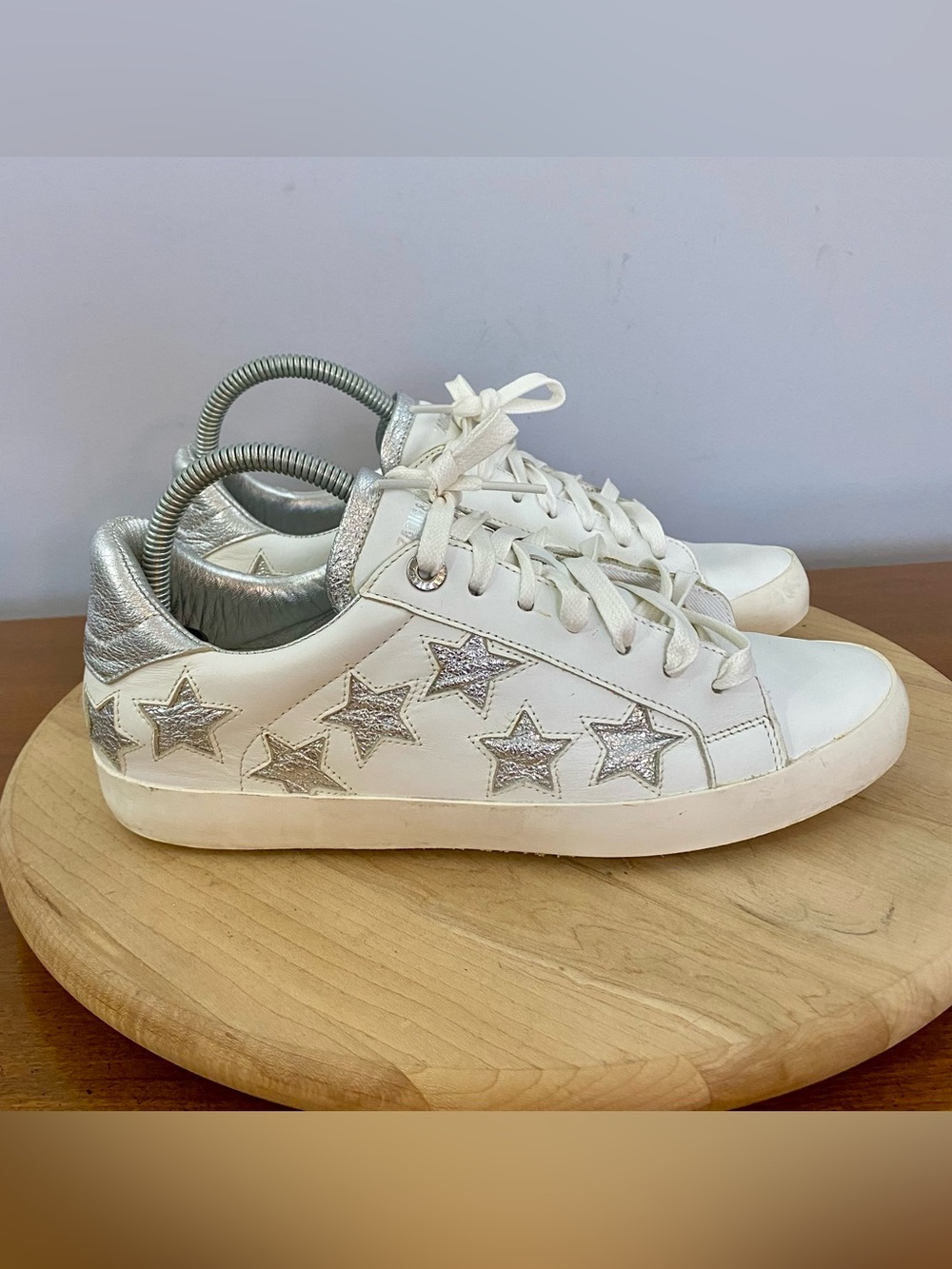 Zadig & Voltaire Zadig Stars Sneakers White Silver Leather Women’s EU 40 US 9